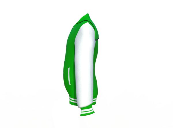 Light Green Varsity Letterman Jacket with White Sleeves - Image 11