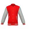 Red Varsity Letterman Jacket with Grey Sleeves - Image 3