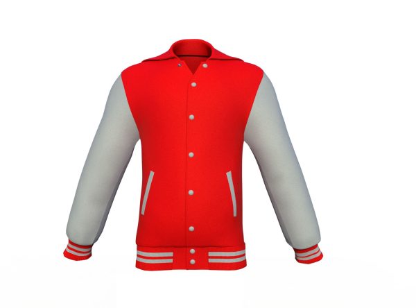 Red Varsity Letterman Jacket with Grey Sleeves - Image 3