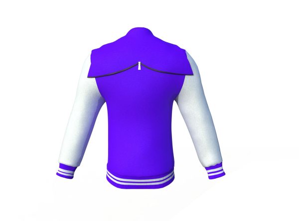 Purple Varsity Letterman Jacket with White Sleeves - Image 7