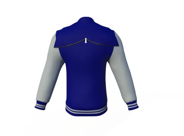 Navy Varsity Letterman Jacket with Grey Sleeves - Image 7