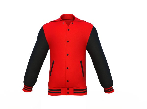 Red Varsity Letterman Jacket with Black Sleeves - Image 3