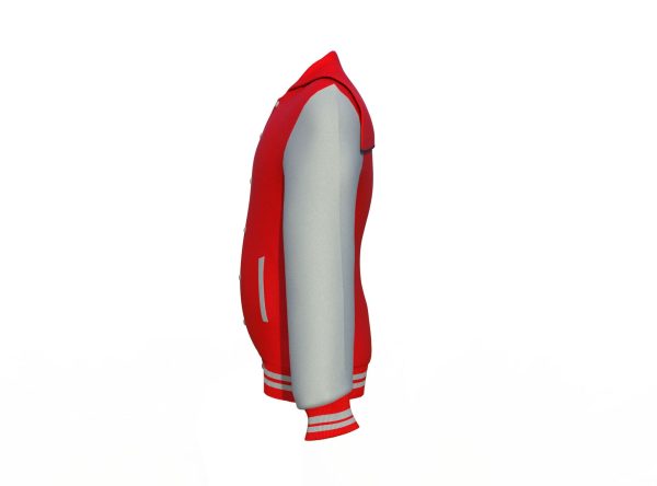 Red Varsity Letterman Jacket with Grey Sleeves - Image 11
