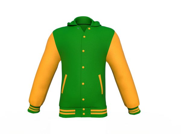 Dark Green Varsity Letterman Jacket with Gold Sleeves - Image 4