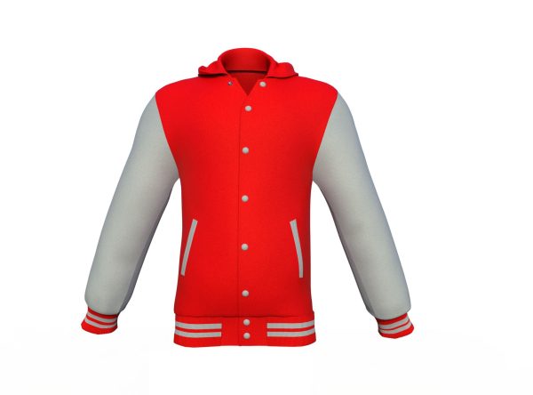 Red Varsity Letterman Jacket with Grey Sleeves - Image 4