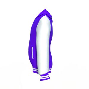 Purple Varsity Letterman Jacket with White Sleeves - Image 12