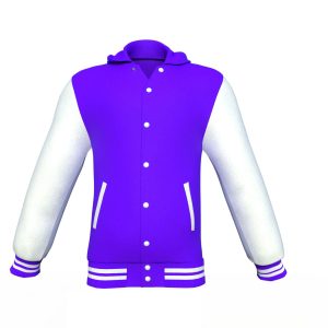 Purple Varsity Letterman Jacket with White Sleeves - Image 4