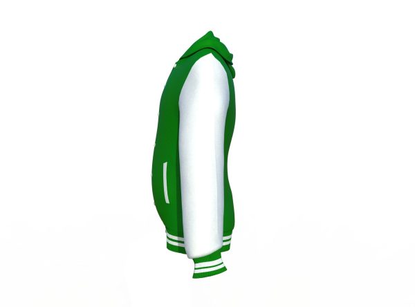 Dark Green Varsity Letterman Jacket with White Sleeves - Image 12