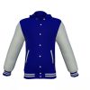 Navy Varsity Letterman Jacket with Grey Sleeves - Image 4