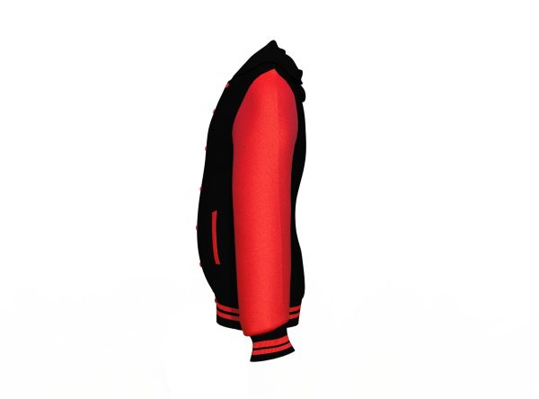 Black Varsity Letterman Jacket with Red Sleeves - Image 12