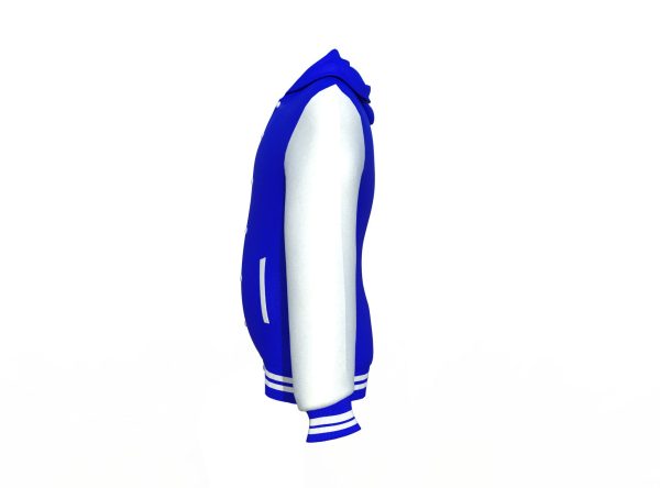 Blue Varsity Letterman Jacket with White Sleeves - Image 12