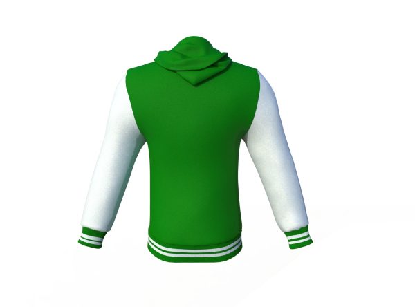 Dark Green Varsity Letterman Jacket with White Sleeves - Image 8