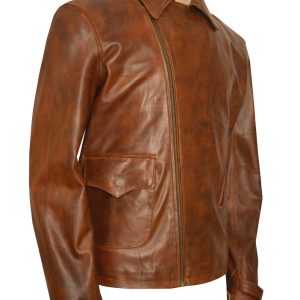 Captain America's Brown Biker Leather Jacket - Image 3