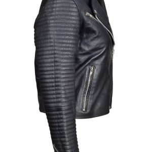 Nyah’s Biker Style Jacket With Ribbed Sleeves - Image 4