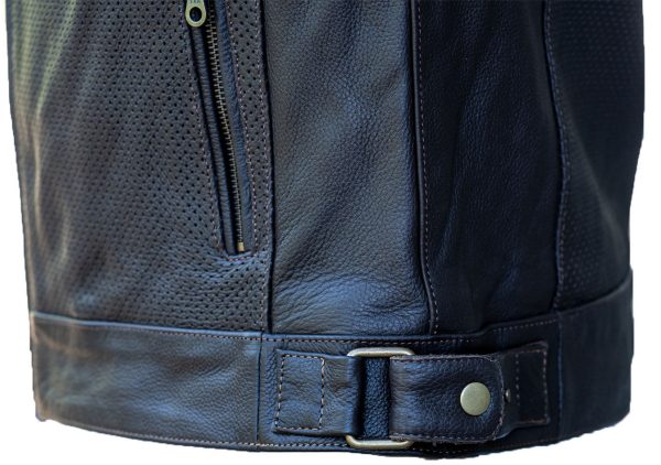 Black Cafe Racer Premium Leather Armored Motorcycle Jacket - Image 9