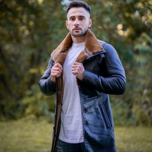 Real Shearling Coat inspired by Ryan Gosling's Blade Runner 2049 Trench Coat - Image 9