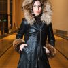 Natalie black winter coat with fur cuffs - Image 4