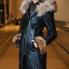 Natalie black winter coat with fur cuffs - Image 3