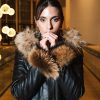 Natalie black winter coat with fur cuffs - Image 2