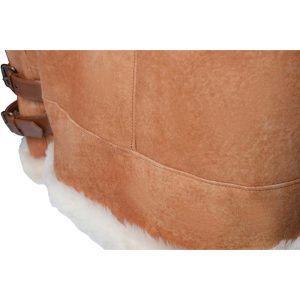 Rocco Vintage Cognac Aviator bomber shearling jacket with Fox trim hoodie - Image 13