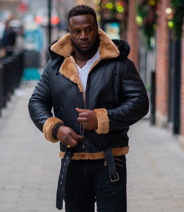 Jean's B3 Bomber Aviator Shearling Jacket with hoodie - Image 3