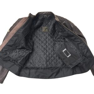 Brown Cafe Racer Padded Premium Leather Armored Motorcycle Jacket - Image 3