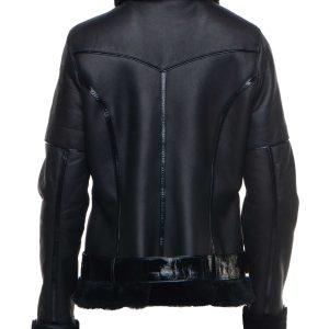 Tasha’s Black Sheepskin Shearling B-3 Bomber Style Jacket - Image 5