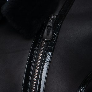 Tasha’s Black Sheepskin Shearling B-3 Bomber Style Jacket - Image 7