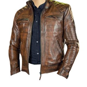 Roan Distressed Brown moto leather jacket - Image 3