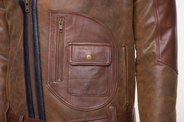 Vintage Brown Sherpa lined Leather jacket with D pocket - Image 6