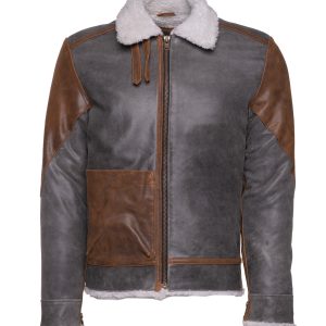 Scott's Patched Leather jacket with Sherpa Lining - Image 3