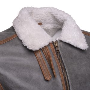 Scott's Patched Leather jacket with Sherpa Lining - Image 5