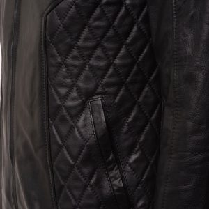 Welsh's moto style leather jacket with diamond stitching details - Image 5
