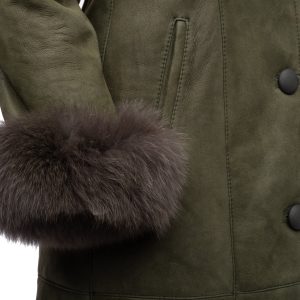 Caitlan’s Shearling Sheepskin Full Length Long Coat With Fox Fur Trim - Image 3