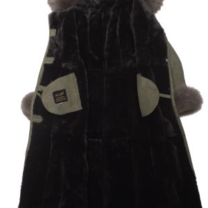 Caitlan’s Shearling Sheepskin Full Length Long Coat With Fox Fur Trim - Image 5
