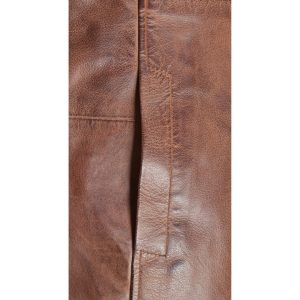Rust leather car coat with faux fur - Image 5