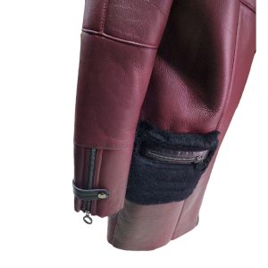 Samira's burgundy shearling trench coat - Image 5