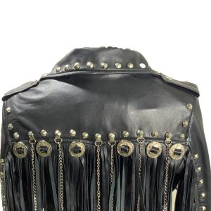 Western fringed women's biker jacket - Image 3