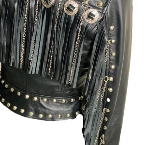 Western fringed women's biker jacket - Image 4