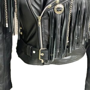 Western fringed women's biker jacket - Image 5