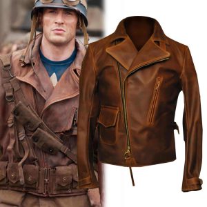 Captain America's Brown Biker Leather Jacket - Image 4