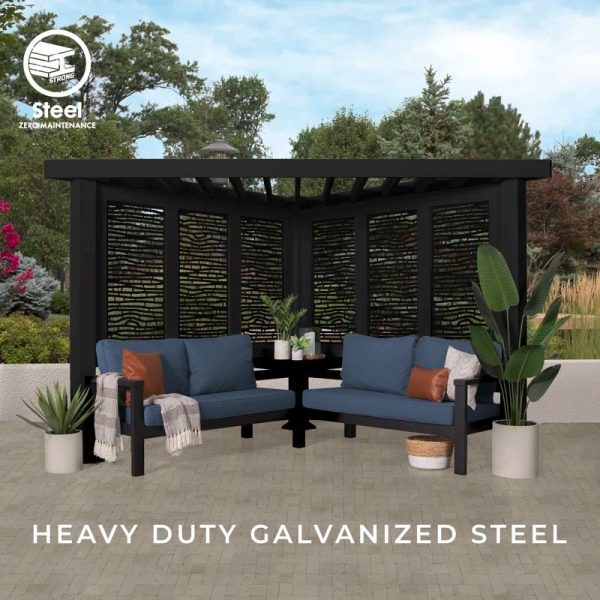 Glendale Modern Steel Pergola with Canopy / Finish: Red - Image 10