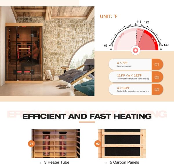 EROMMY Infrared Sauna 2 Person with Chromotherapy Heater for Home or Gym - Image 5