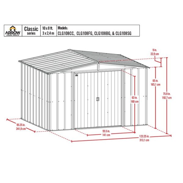 Arrow 10 ft. W x 8 ft. D Metal Storage Shed - Image 13