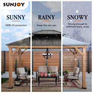 Archwood Patio Cedar Framed Steel Hardtop Gazebo - Image 12