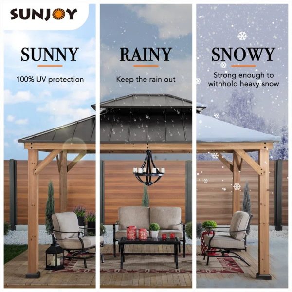 Archwood Patio Cedar Framed Steel Hardtop Gazebo - Image 12