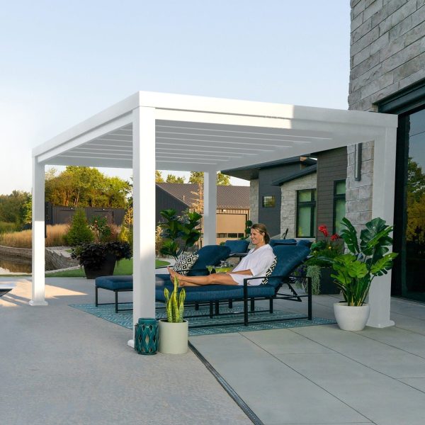 16×12 Windham Modern Steel Pergola With Sail Shade Soft Canopy - Image 9