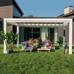 14×12 Windham Modern Steel Pergola With Sail Shade Soft Canopy - Image 10