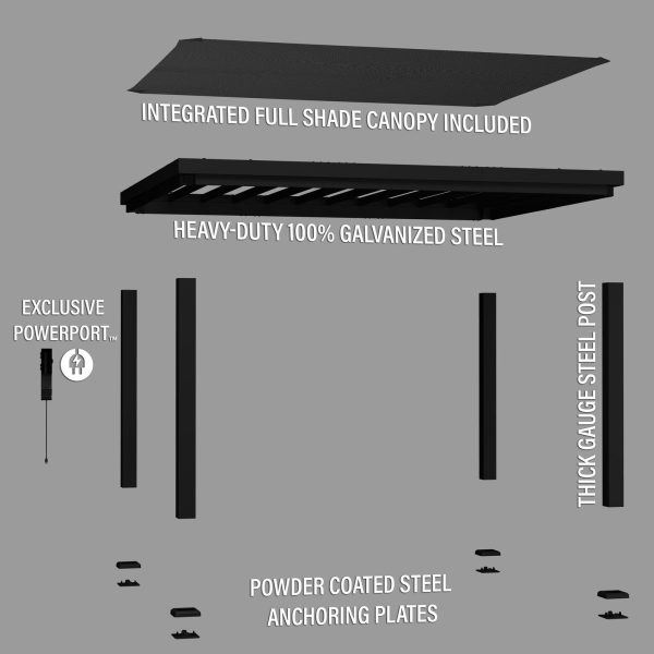 14×12 Trenton Modern Steel Pergola With Sail Shade Soft Canopy - Image 17