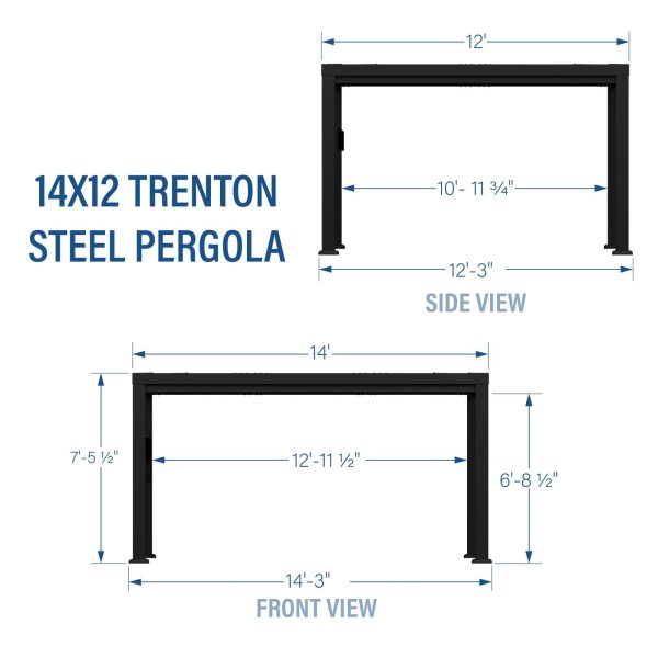 14×12 Trenton Modern Steel Pergola With Sail Shade Soft Canopy - Image 4